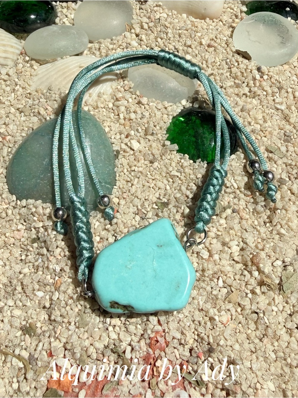 Alquimia Turquoise Stone Macrame Bracelet in Seafoam